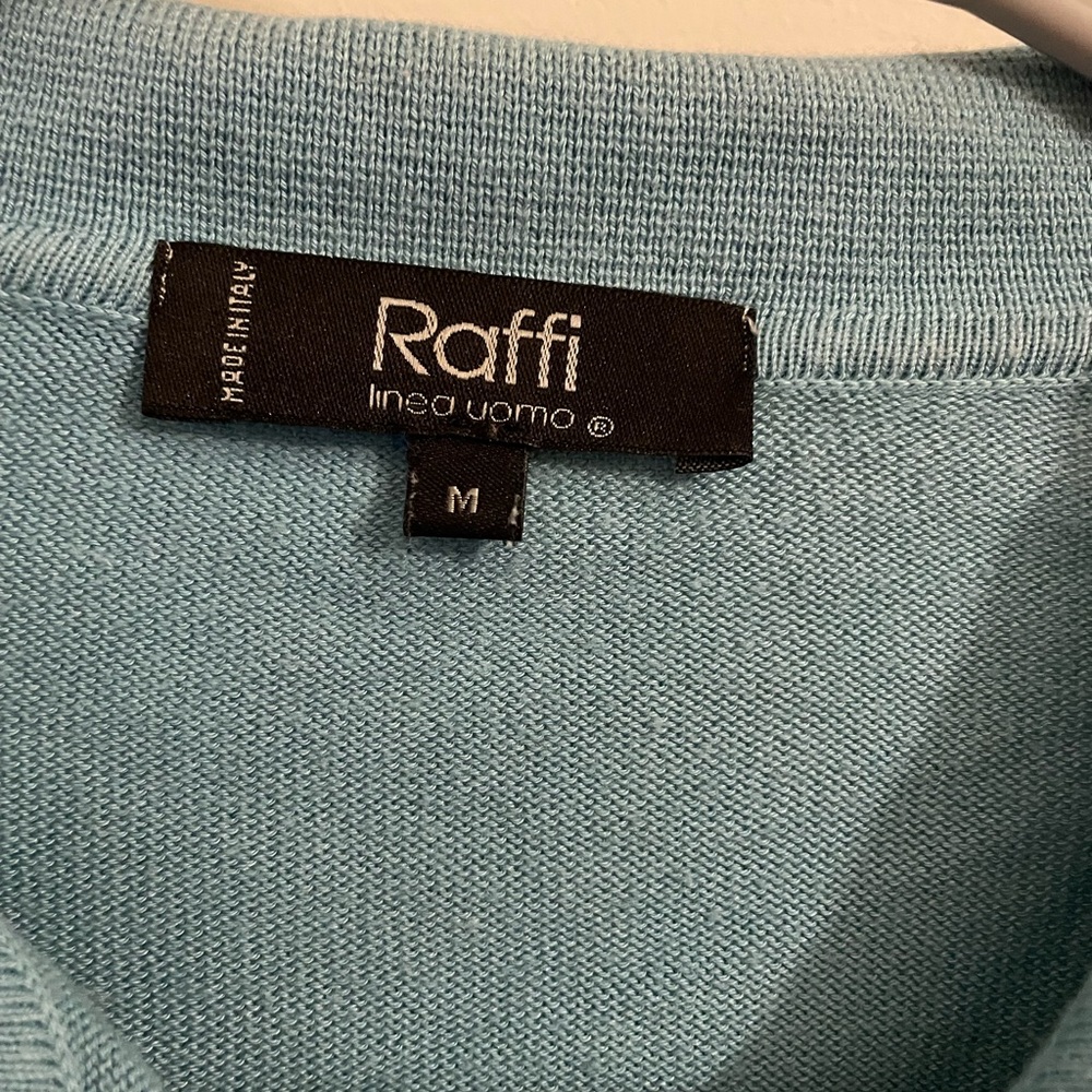 Vintage blue Raffi 1/4 button polo. Made in Italy size M